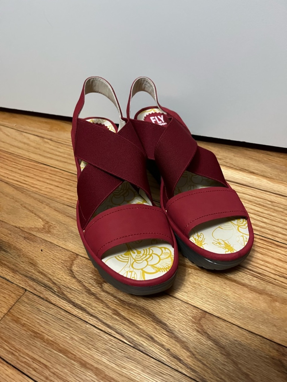 Fly London Women's Red Elastic Strappy Sandals size 40